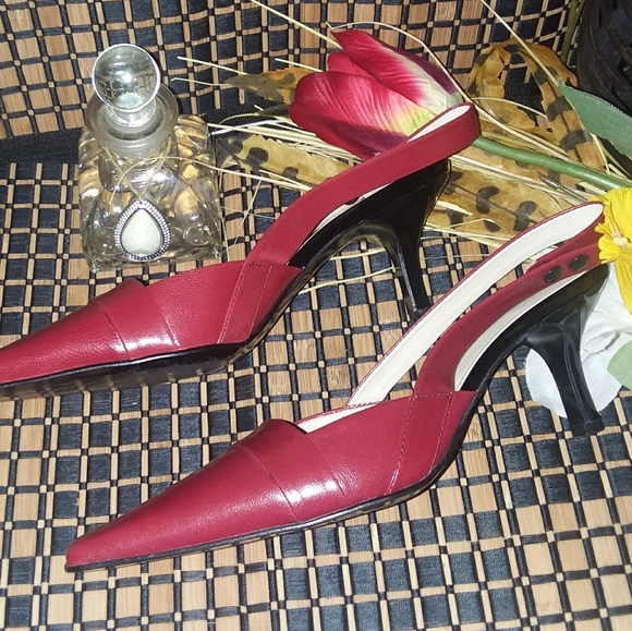 Cherry Red  "BCBGirls" Slingback Heels. - Picture 2 of 5